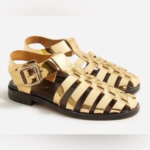 J Crew Winona Fisherman Sandals Womens Size 10 Gold Metallic Leather